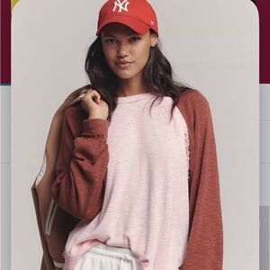 NWT ANTHROPOLOGIE Pilcro ruffled raglan thermal top size XL